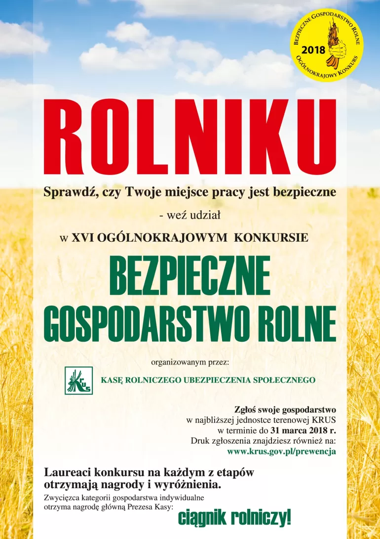 Konkurs Bezpieczne Gospodarstwo Rolne