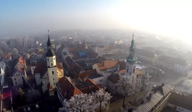 rynek, starówka, kościół, zima