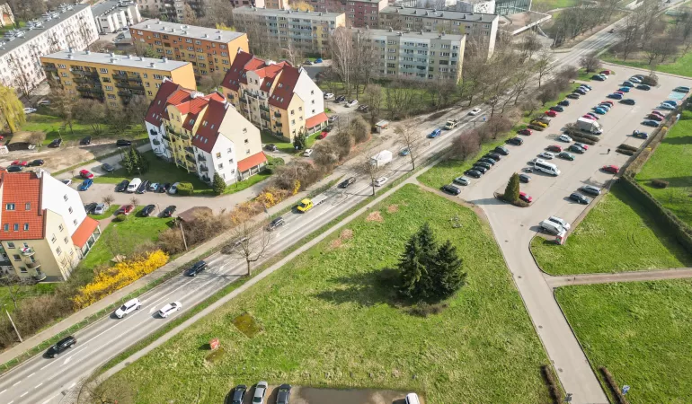 siedlice z lotu ptaka, parking na bielskiej, podwyższenia krzyża