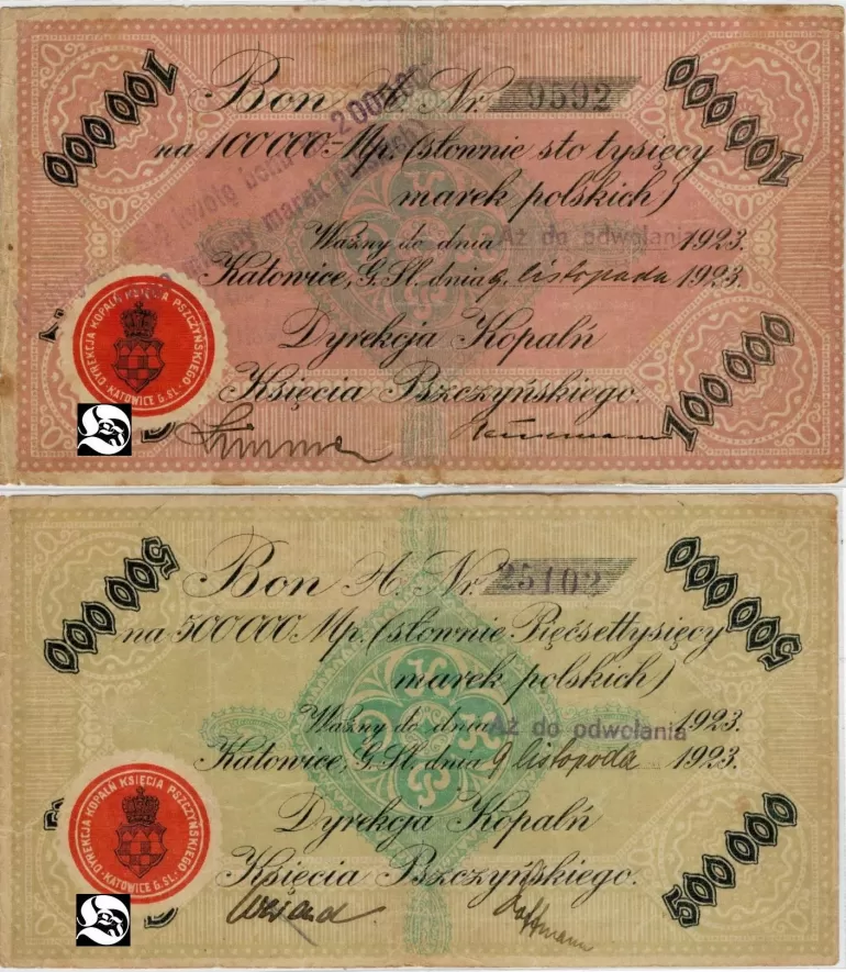 Inflacyjne banknoty Dyrekcji książęcej w Katowicach