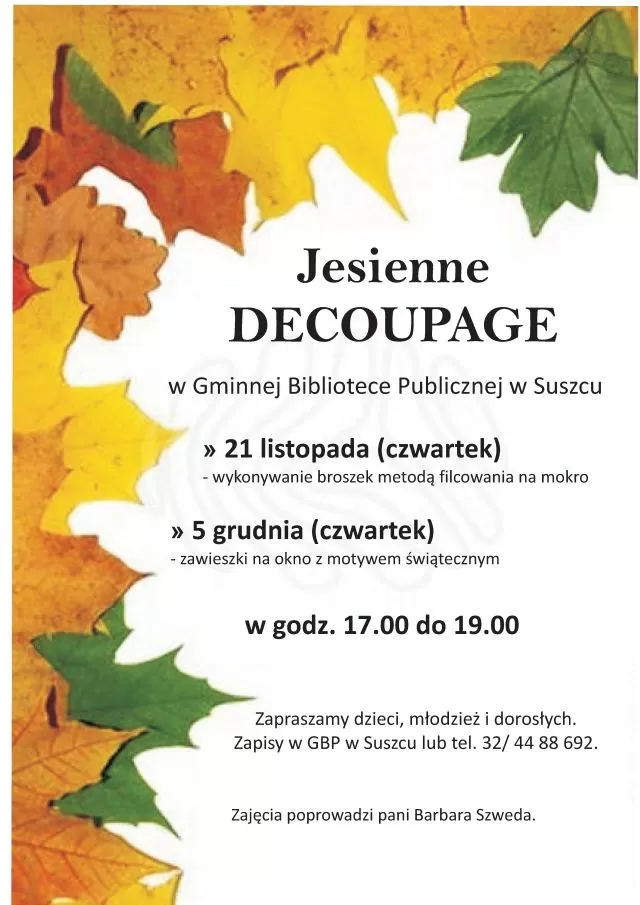 decoupage, warsztaty, suszec, biblioteka