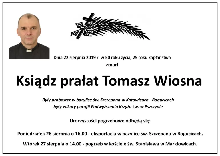 Zmarł ks. Tomasz Wiosna