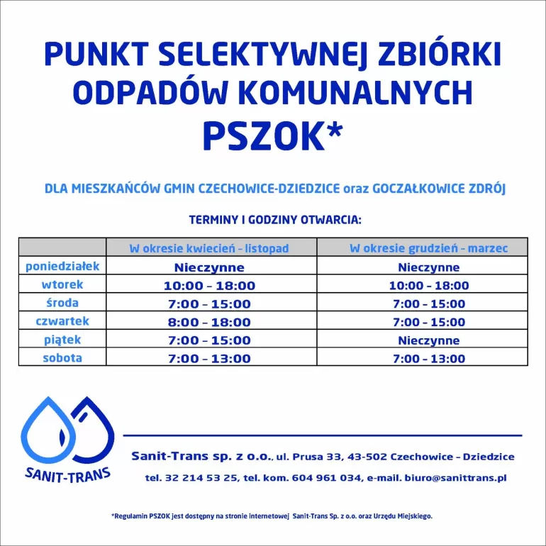 zmiana godzin otwarcia PSZOK-u