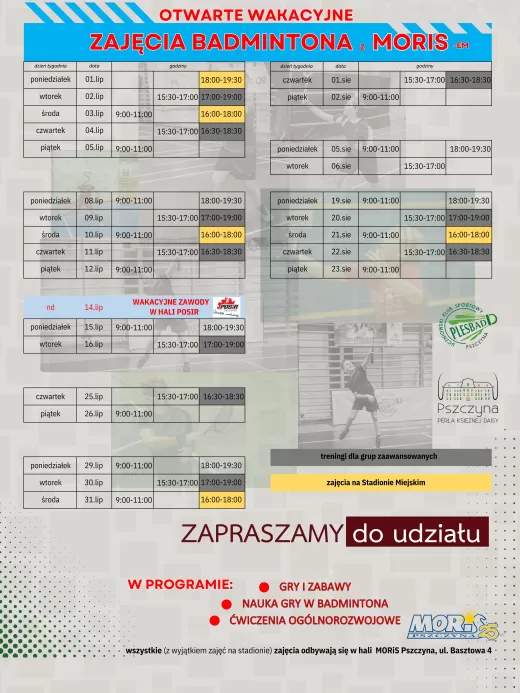 wakacje z badmintonem