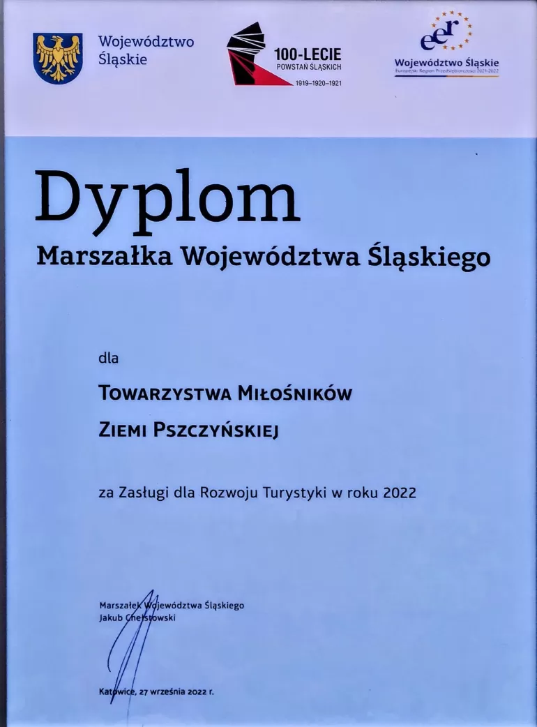 Towarzystwo Miłośników Ziemi Pszczyńskiej zasłużone dla turystyki