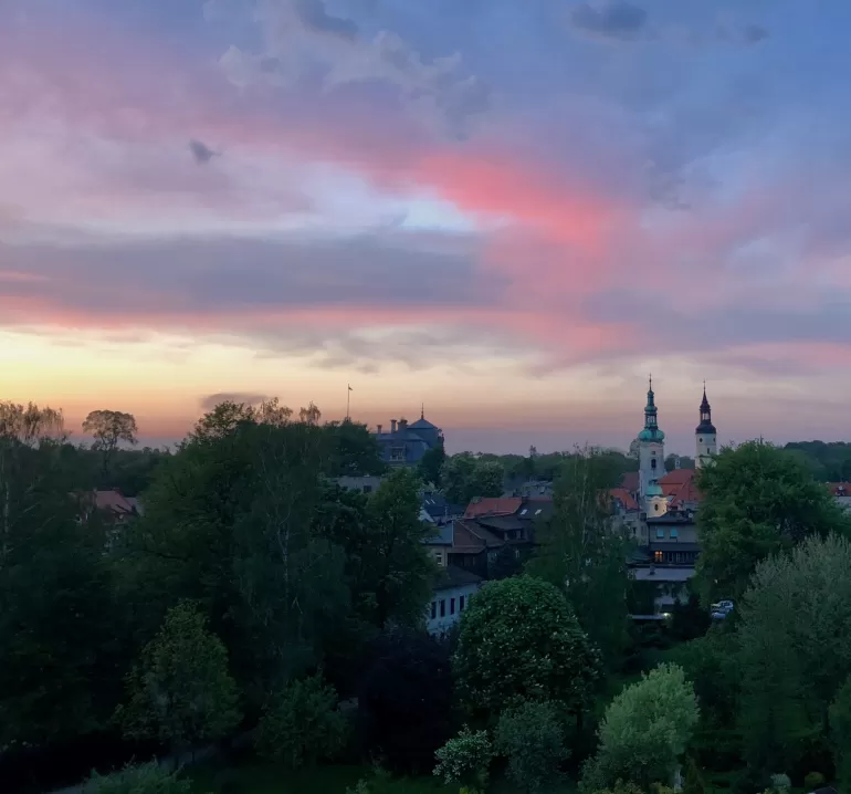 zachód słońca, starówka