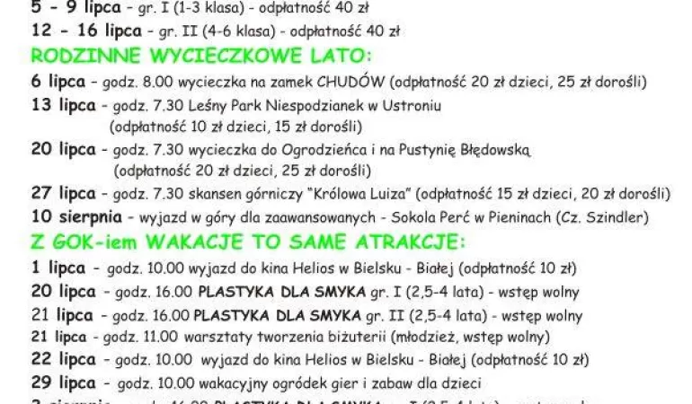 Wakacje w Goczałkowicach