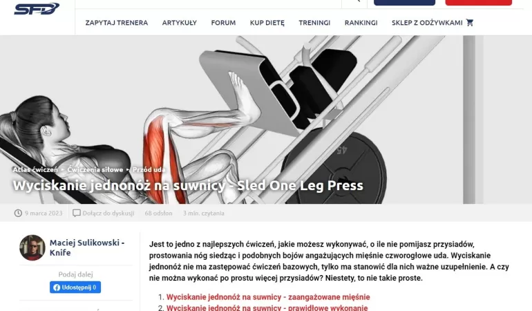 atlas cwiczen sfd wyciskanie jednonoz na suwnicy