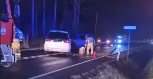 Czołowe zderzenie osobówek na ul. Żubrów w Jankowicach