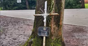 Krzyż wyrwany z nagrobka