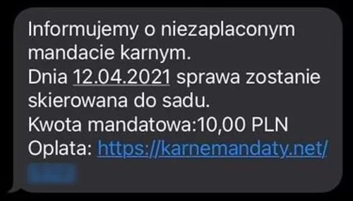 Otrzymałeś SMS o niezapłaconym mandacie? Uważaj, to oszustwo!
