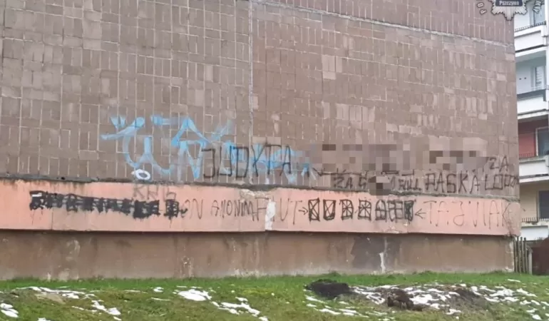 Ktoś umieszczał wulgarne napisy na elewacjach budynków