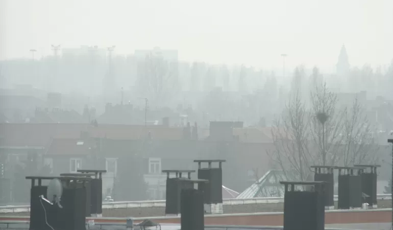 smog, ekologia, dachy, budynki, domy, osiedle