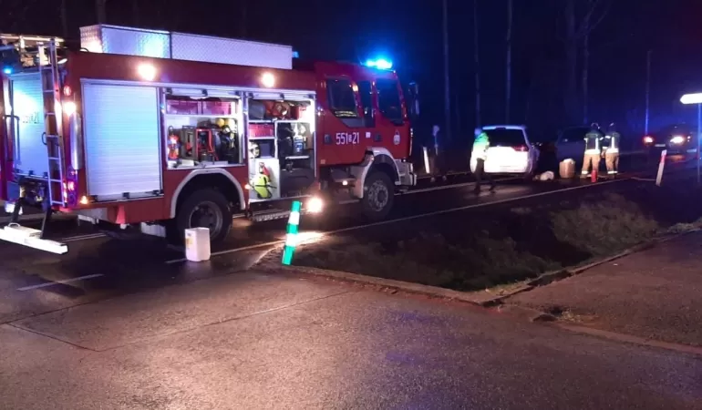 Czołowe zderzenie osobówek na ul. Żubrów w Jankowicach