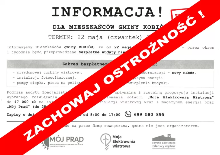 Uwaga na ulotki o "bezpłatnych audytach"!