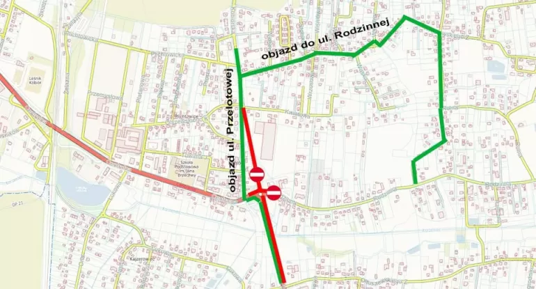 Ograniczenie ruchu w rejonie ronda w Kobiórze