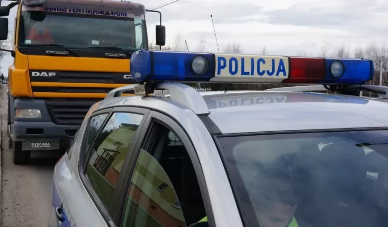 policja, tir, ciężarówka, kontrola