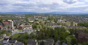 Pszczyna z lotu ptaka, szpital, paleja