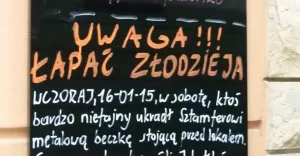 Sztamfer, ogłoszenie, kradzież