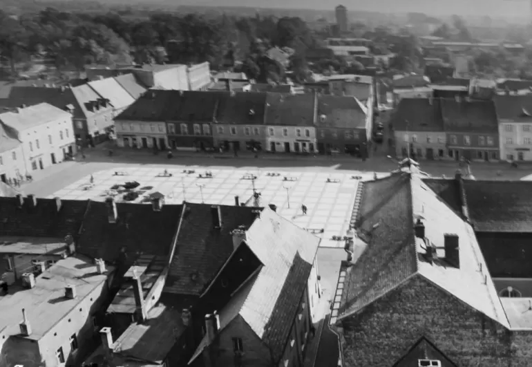 pszczyński Rynek w 1982 roku, rynek z lotu ptaka