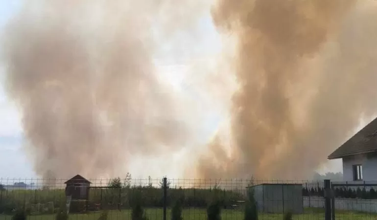 Pożar ścierniska w Mizerowie