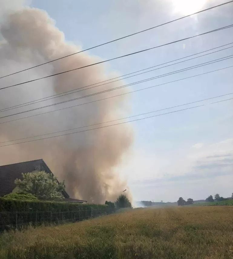 Pożar ścierniska w Mizerowie