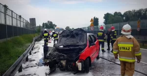 Pożar samochodu na DK-1 w Goczałkowicach