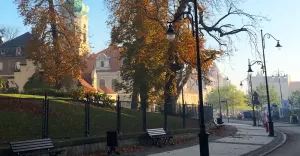 rynek, jesień, chodnik
