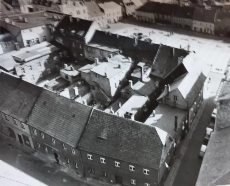 pszczyński Rynek w 1982 roku, rynek z lotu ptaka