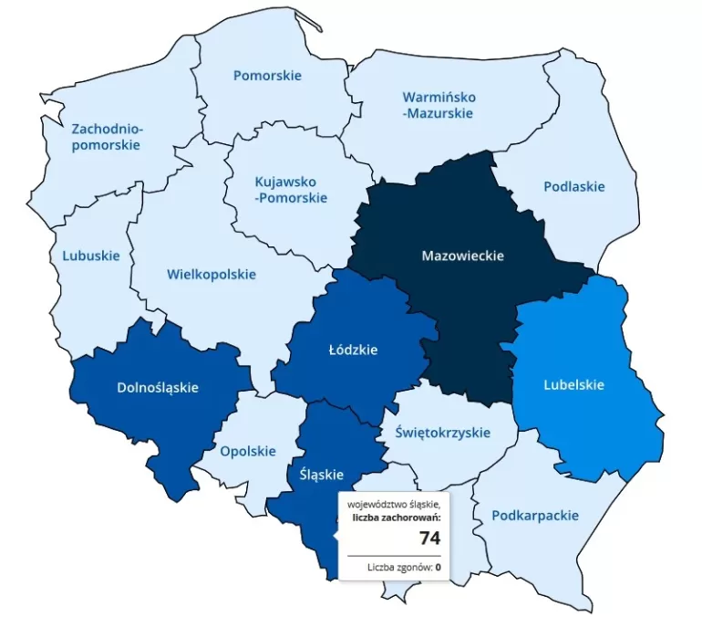 Mapa zarażeń koronawirusem