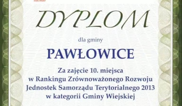 dyplom, nagroda, pawłowice