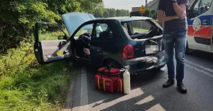 Zderzenie dwóch osobówek w Woli - 25.07.2018