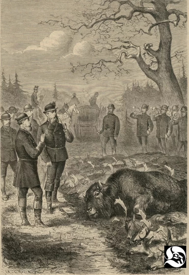 Fryderyk Wilhelm na polowaniu w lasach pszczynskich 1873