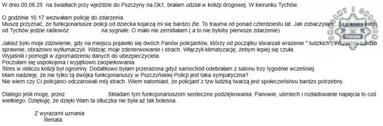 Podziękowania dla policjantów za życzliwość i okazaną pomoc